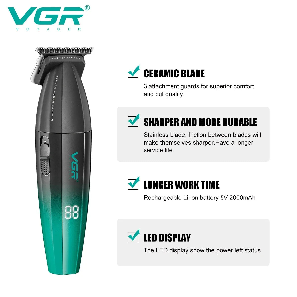Men Professional Cordless Hair Clipper Rechargeable Trimmer Set