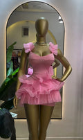Women's Elegant Ruffled Hem Sleeveless Mini Dress