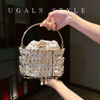 Women's Luxury Hollow Out Rhinestone Evening Clutch Bag