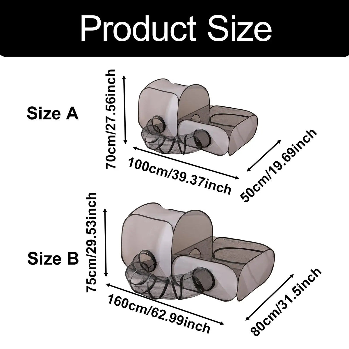 Foldable Cat Tunnel Play House with Breathable Mesh