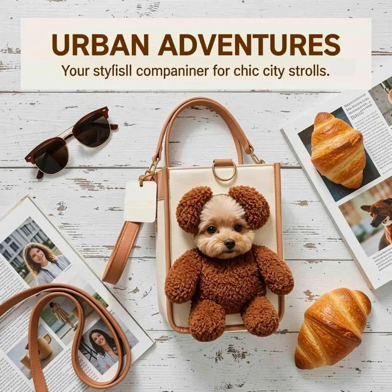 Cute Teddy Bear Dog Cat Portable Pet Backpack Tote Carrier