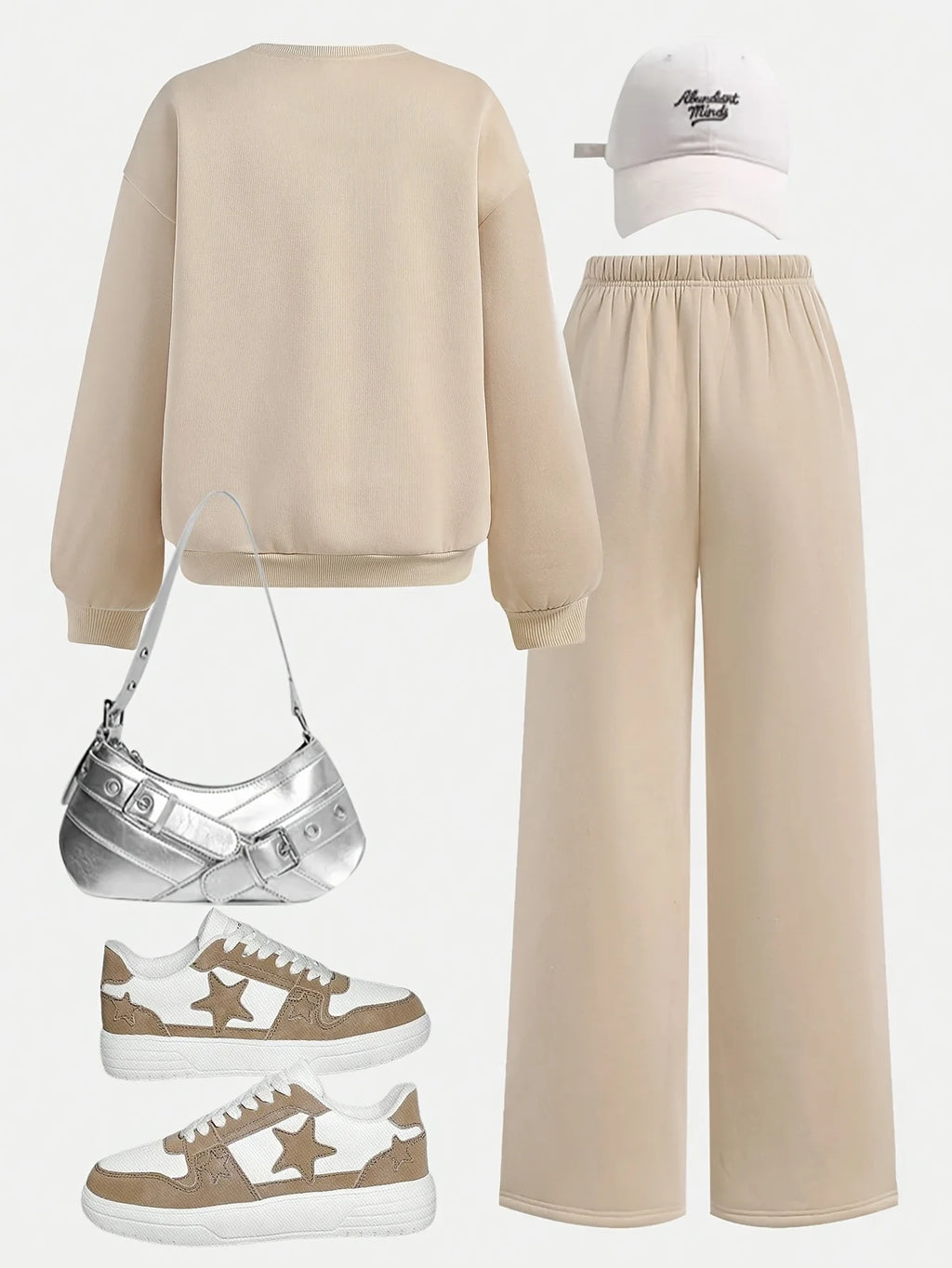 Girls' Round-Neck Sweatshirt and Wide-Leg Pants 2-Piece Set