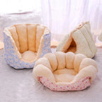 Warm Fluffy Plush Basket House Bed for Cats Dogs