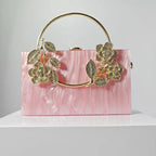 Women's Luxury Acrylic Floral Evening Clutch Bag