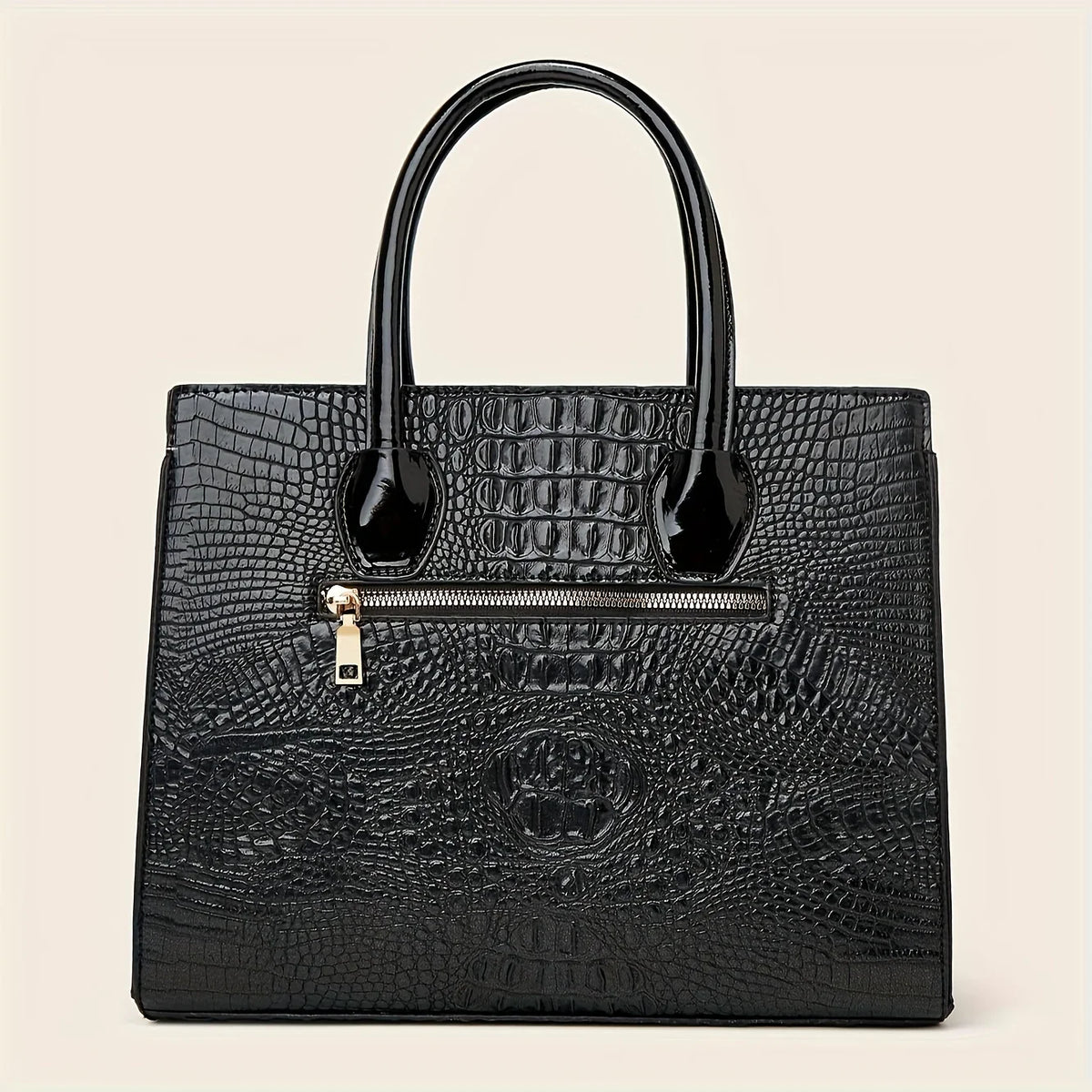 Women's Crocodile Pattern Handbag Shoulder Tote Bag Set