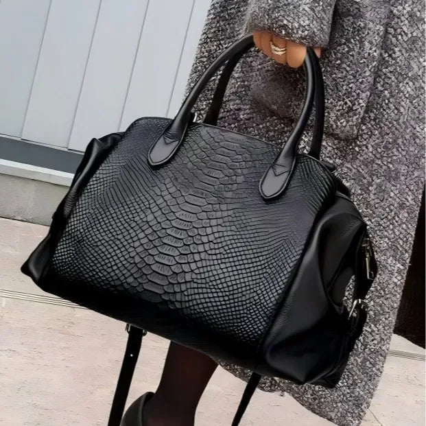 Women's Crocodile Pattern PU Leather Shoulder Tote Bag