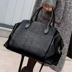 Women's Crocodile Pattern PU Leather Shoulder Tote Bag