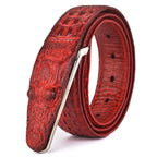 Men's Crocodile Pattern Leather Belt with Smooth Buckle