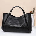 Women's Crocodile Pattern Cowhide Leather Handbag Tote Bag Q1341