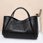 Women's Crocodile Pattern Cowhide Leather Handbag Tote Bag Q1341