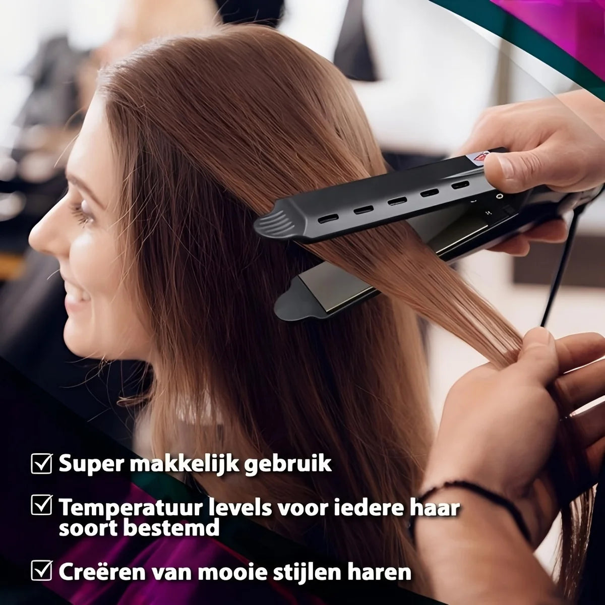 Wide-Width Ionic Hair Straightener with 4 Temperature Settings