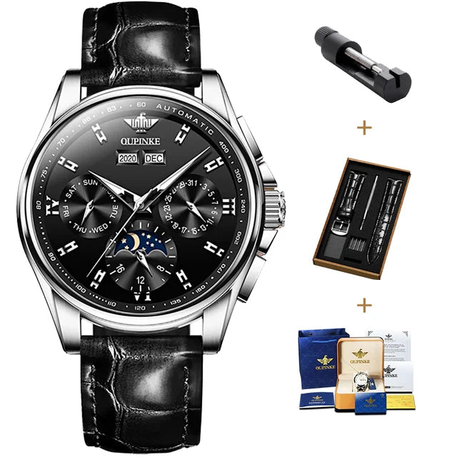 Men's Automatic Mechanical Watch with Moon Phase