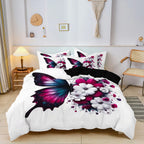 Butterfly Print Polyester Duvet Cover Set