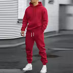 Men's Two-Piece Hooded Jogging Suit Fleece Zip Sweatshirt
