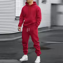 Men's Two-Piece Hooded Jogging Suit Fleece Zip Sweatshirt