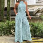 Women's Printed Sash-Tie Off-Shoulder Sleeveless Jumpsuit