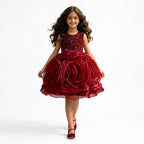 Girls' Sequin 3D Flower Tulle Party Dress