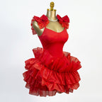 Women's Elegant Ruffled Hem Sleeveless Mini Dress