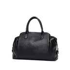 Women's Snake Pattern Cowhide Leather Shoulder Tote Bag