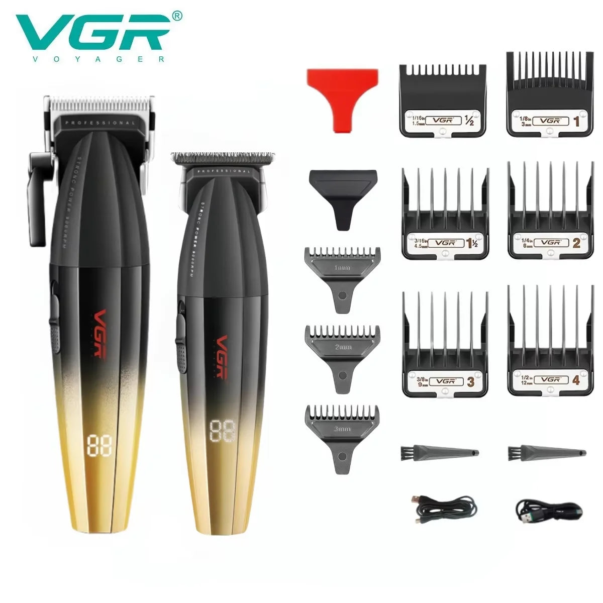Men Professional Cordless Hair Clipper Rechargeable Trimmer Set