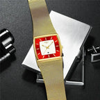 Men's Fashion Square Stainless Steel Quartz Wristwatch