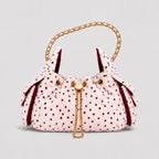 Women's Leopard Faux Fur Drawstring Chain Bucket Bag