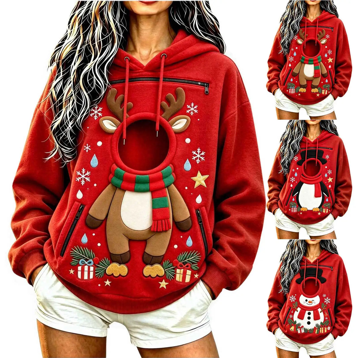 Unisex Christmas Pattern Pet Carrier Pouch Hoodie