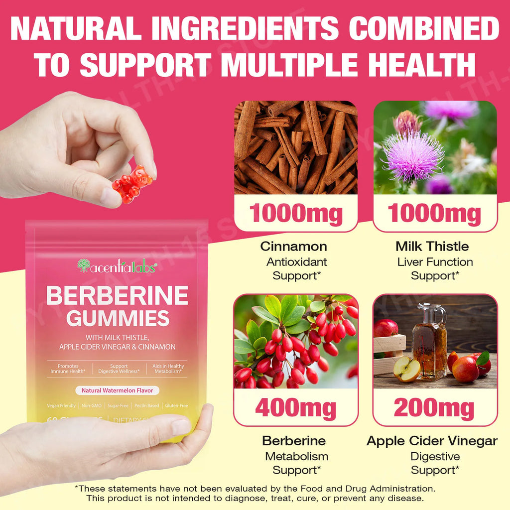 Berberine Milk Thistle Cinnamon ACV Dietary Supplement Gummies
