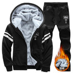 Men's Winter Hooded Plush Thickened Two Piece Set