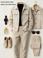 Men's Casual Corduroy Jacket and Jogger Pants Set