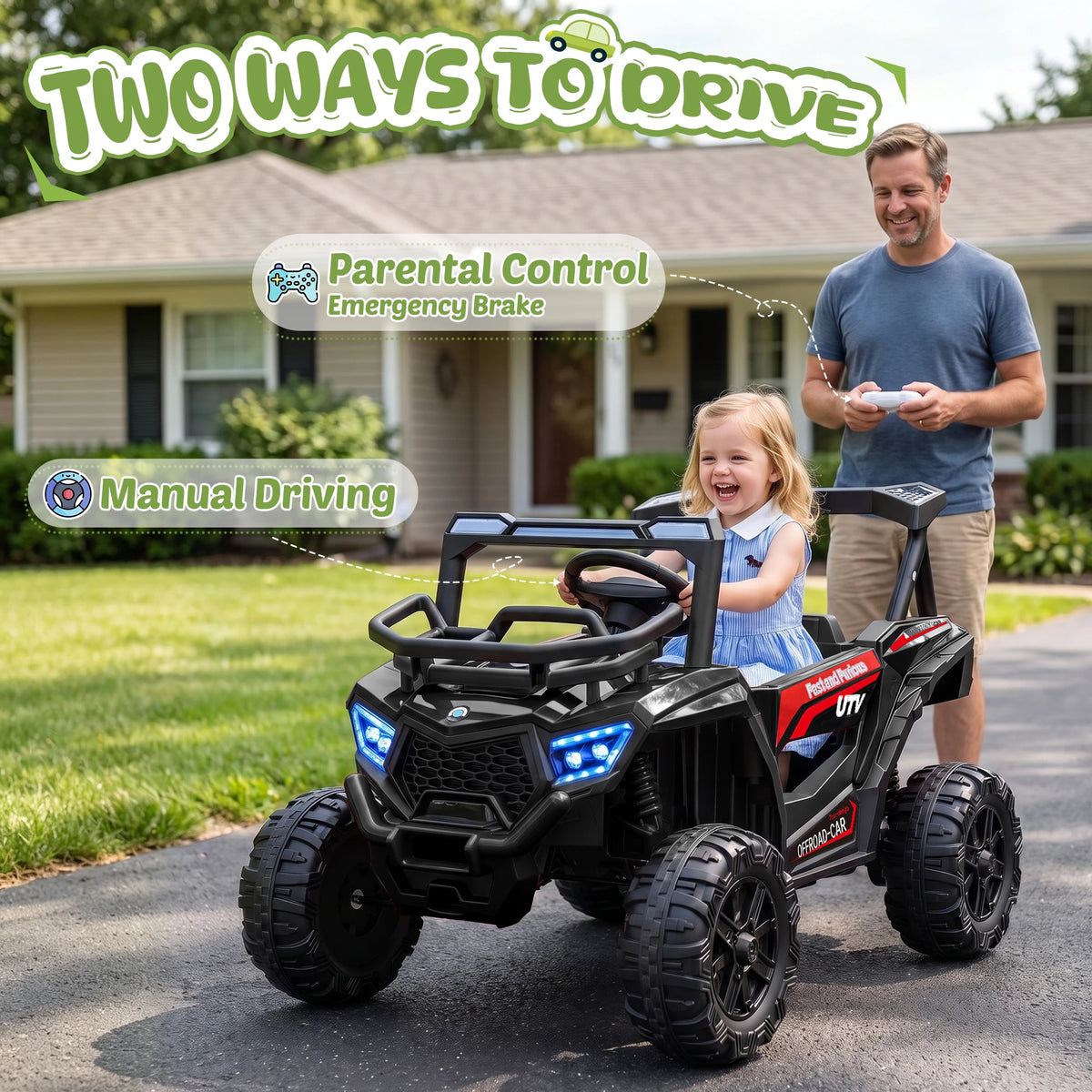 Kids 12V Electric Ride-On UTV Toy with Remote Control