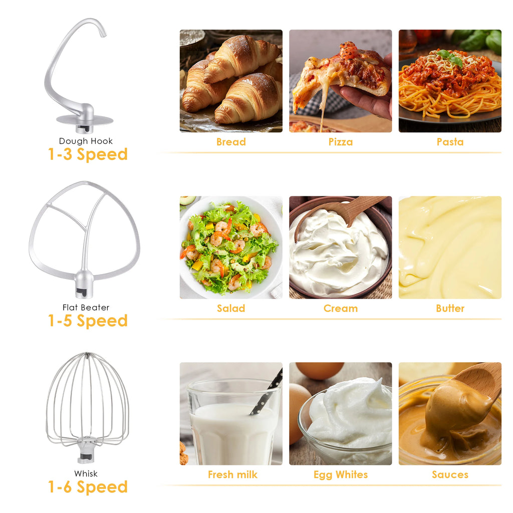 Electric 6-Speed Stand Mixer and Dough Kneader 1200W