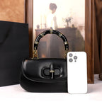 Women's Bamboo Handle Saddle Crossbody Bag