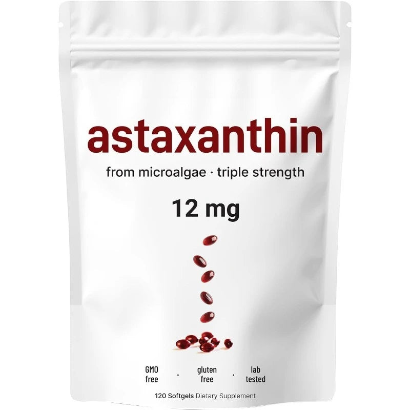 Astaxanthin 12mg Plant-Based Microalgae Dietary Supplement Softgels