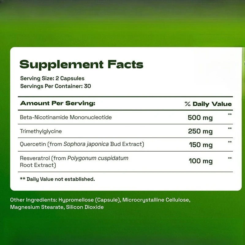 NMN Complex 1000mg TMG Resveratrol Dietary Supplement Capsules