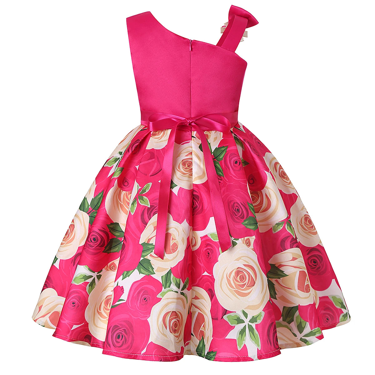 Girls' Floral Ball Gown Sleeveless Tea-Length Party Dress