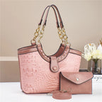 Women's Crocodile Pattern PU Leather Chain Crossbody Bag Set