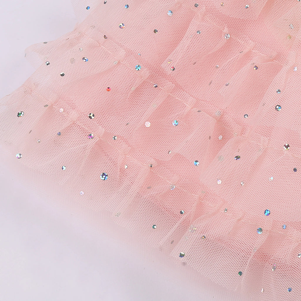 Girls' Sequin Bow Tulle Princess Dress