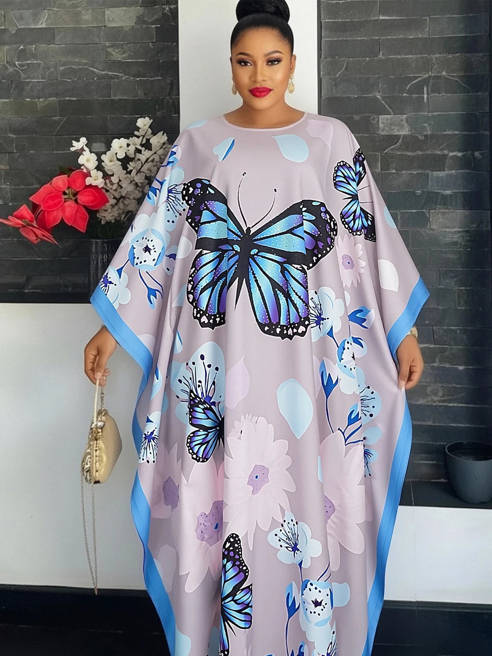 Women's African Traditional Dashiki Print Chiffon Maxi Dress
