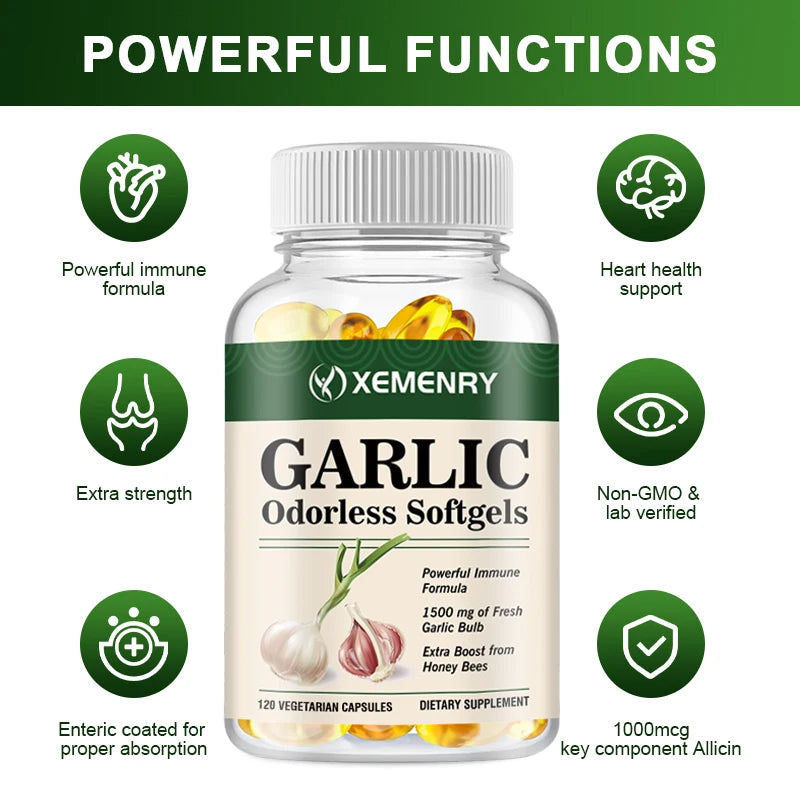 Odorless Garlic Heart and Cholesterol Support Capsules