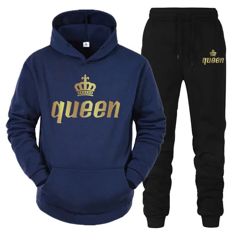 King & Queen Couple Hoodie and Jogger Pants Set