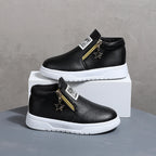 Kids' Faux Leather High-Top Sneakers with Side Zipper