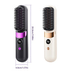 Cordless Ceramic Hair Straightener Brush with LED Display