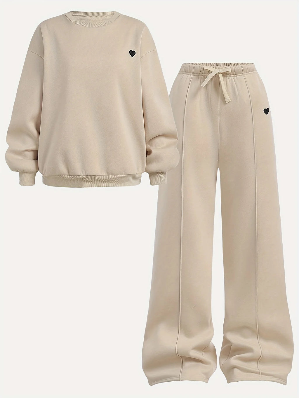 Girls' Round-Neck Sweatshirt and Wide-Leg Pants 2-Piece Set