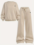 Girls' Round-Neck Sweatshirt and Wide-Leg Pants 2-Piece Set