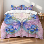 Butterfly Print Microfiber Duvet Cover Set