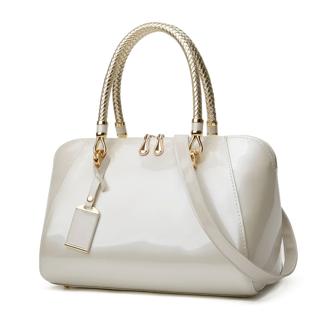 Women's Solid Color PU Leather Handbag Shoulder Tote Bag