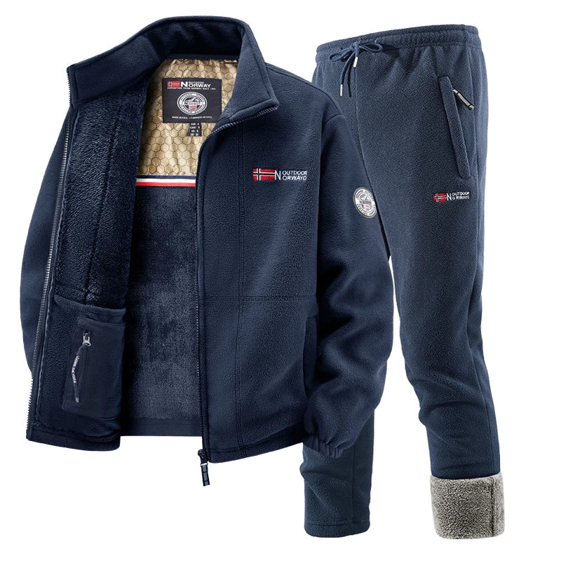Men's Thick Fleece Lined Sportswear Tracksuit Set