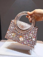 Women's Fashion Rhinestone Minaudiere Crossbody Handbag