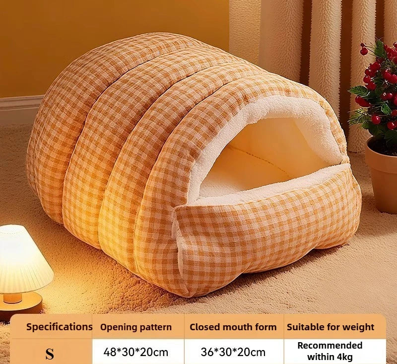 Warm Closed Cave Bed House for Cats Dogs
